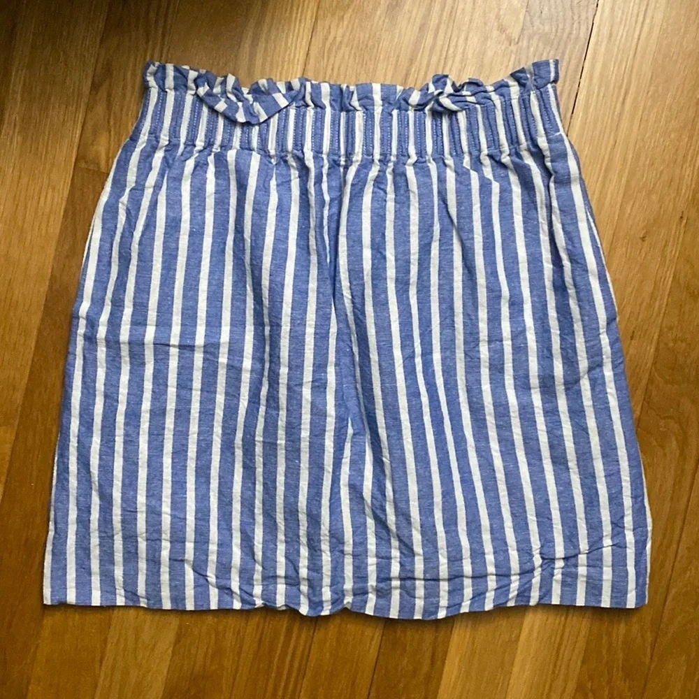 J. Crew Striped Linen Cotton Blend Skirt with Pockets Size 6